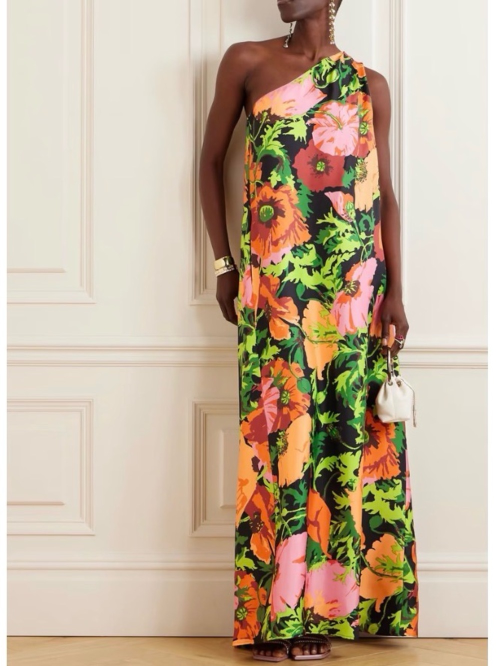 La Double J One-Shoulder Floral Maxi Dress in Multi brand new!